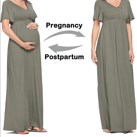 Maternity Dress - light green sage - full length maxi dress - Picture 7 of 7